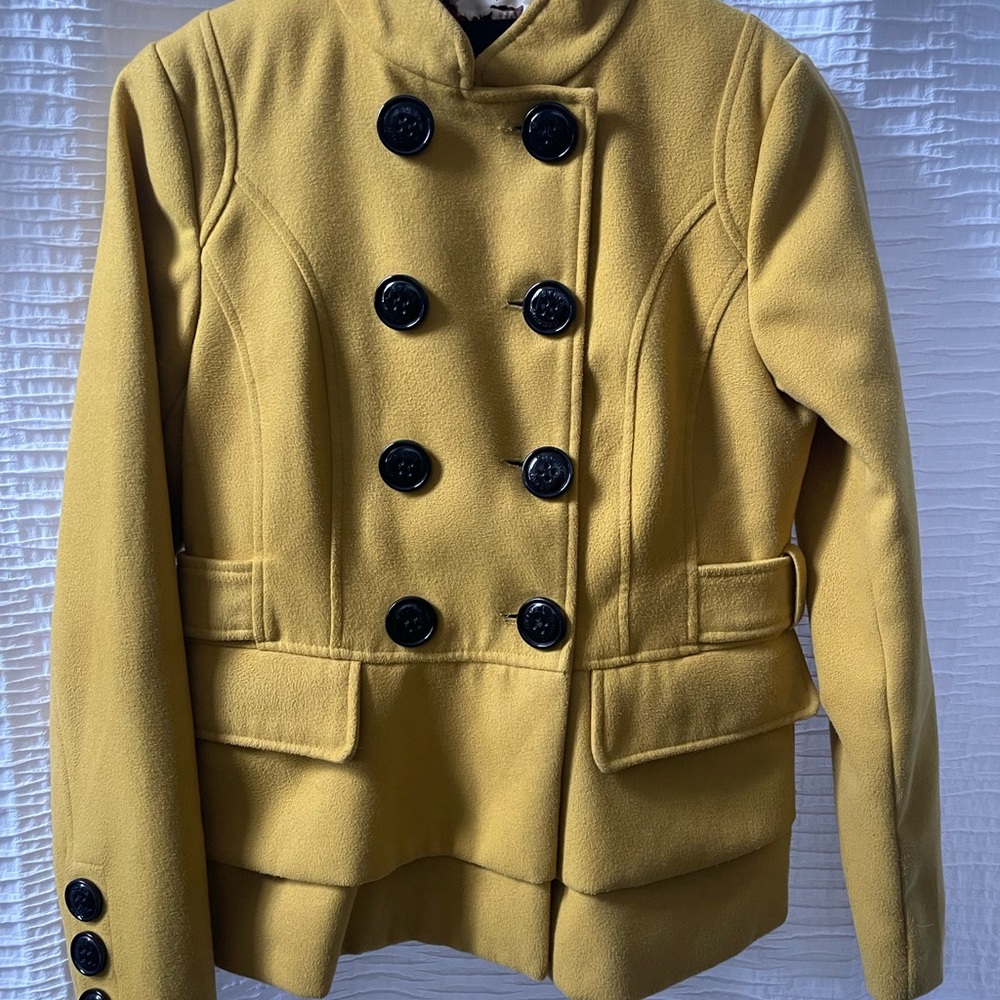 Steve Madden Mustard Double-Breasted Pea Coat